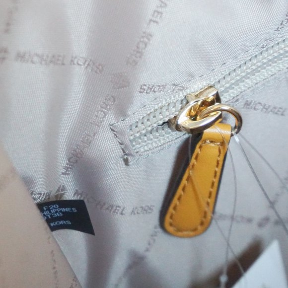 Michael Kors Kenly Large North South Tote Shoulder Bag MK Brown Yellow - Picture 8 of 10